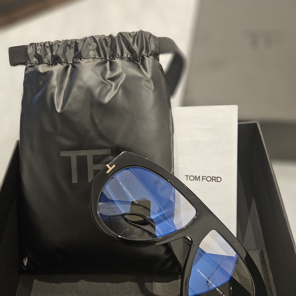 Tom Ford Sunglasses with Black Frame and Blue Lenses